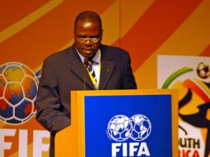 Amos Adamu at FIFA lectern